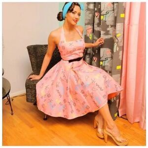 NWT Pinup Couture Ginger Atomic Pink Dress Size Medium